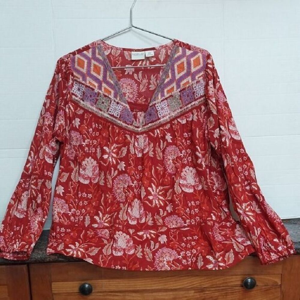 Rachel Zoe Red and White Embellished Sailor Collar Blouse...Almost NEW...SIZE M